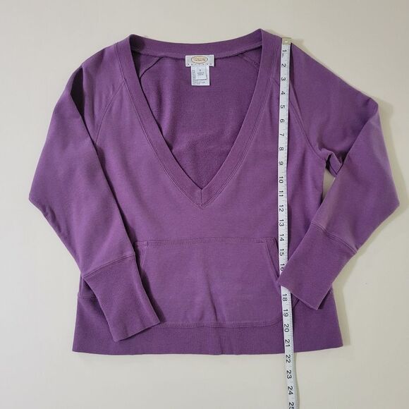 Talbots Women's Purple Deep V-Neck Long Sleeve Sweatshirt - Picture 4 of 11